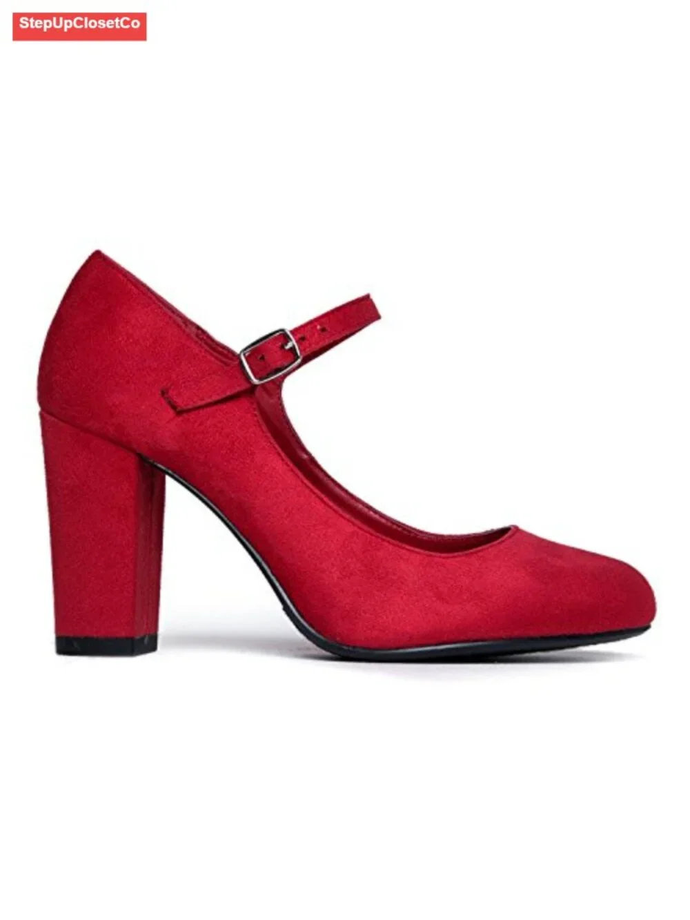 Round Toe Chunky High Heel Mary Jane Pumps Block Heel Women's Shoes